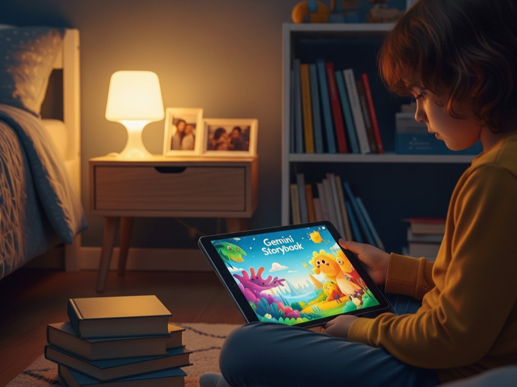 Boy reading a story